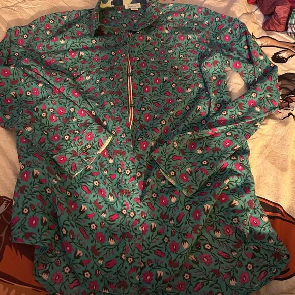 Sundance Vibrant Teal and Purple Floral Blouse - Picture 7 of 11